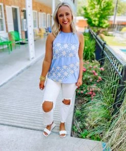 Entro Beatrix Halter Neck Patterned Stripe Tank Top Tops