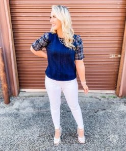 THML Tops Kennedy Cable Knit Ruched Sleeve Top