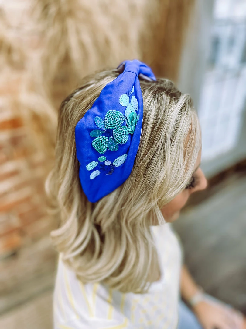 Texas Bling Hair Accessories Megan Blue Tone Flower Beaded Headband 1 Texas Bling Hair Accessories Megan Blue Tone Flower Beaded Headband