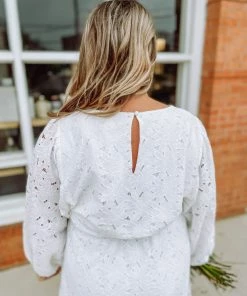 Flying Tomato Elodie Eyelet Ruffled Hem Bow Tie Dress