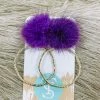 Texas Bling Talia Puff Post Hoop Earrings- Purple
