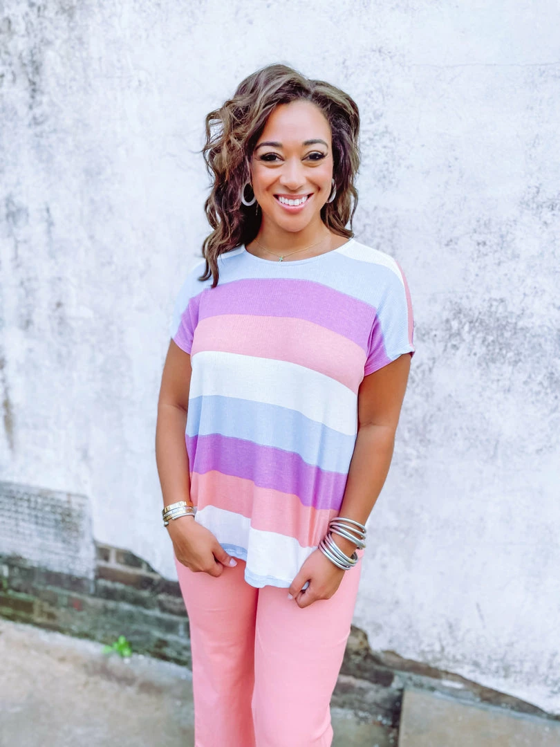 Ces Femme Savanna Multi Stripped Ribbed Jersey Knit Top 4 Ces Femme Savanna Multi Stripped Ribbed Jersey Knit Top