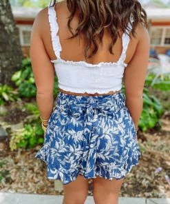 Love Tree Tops Jenna Ruffle Shoulder Strap Crop Top- White