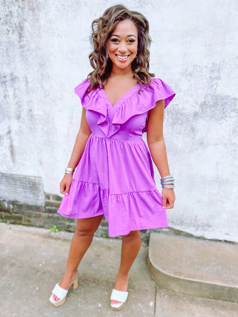 Entro Shelby Ruffled V Neck Tiered Dress Dresses 6 Entro Shelby Ruffled V Neck Tiered Dress Dresses