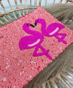 Texas Bling Bags Sequin Flamingo Chain Link Bag