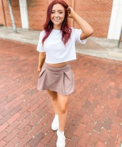 Rosio Clothing Tops Eva Cropped Short Sleeve Oversized Tee- White