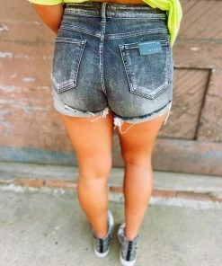 Risen Denim April High Rise Cuffed Hem Shorts