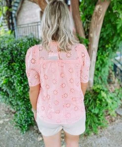 Entro Rue Eyelet High Neck Top Tops