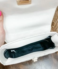 Texas Bling Jade Leather Rectangle Diamond Bag- Ivory