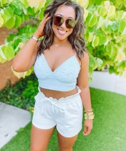 Trend Notes Emma Floral Laced Bralette- Sky Blue