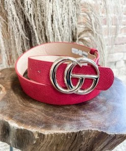Texas Bling Red Textured GG Belt Belts