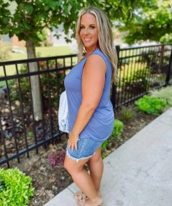 Rae Mode Take Me Away: Resort Edition Lola Basic Athletic Tank Top- Blue