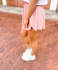 Love Tree Bottoms Blanca Two In One Drawstring Shorts- Rose