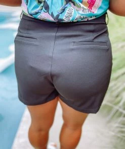 Mittoshop Raya Front Pocket Shorts- Black Bottoms