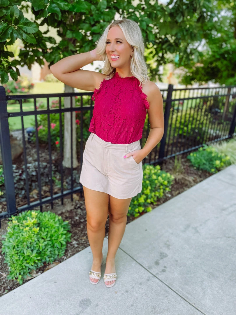 Ee:some Harper Floral Lace Tank Top- Wine Tops 6 Ee:some Harper Floral Lace Tank Top- Wine Tops