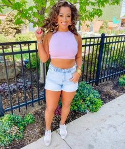 Zenana Premium Tops Taylor Seamless Cropped Tank Top- Dusty Lavender