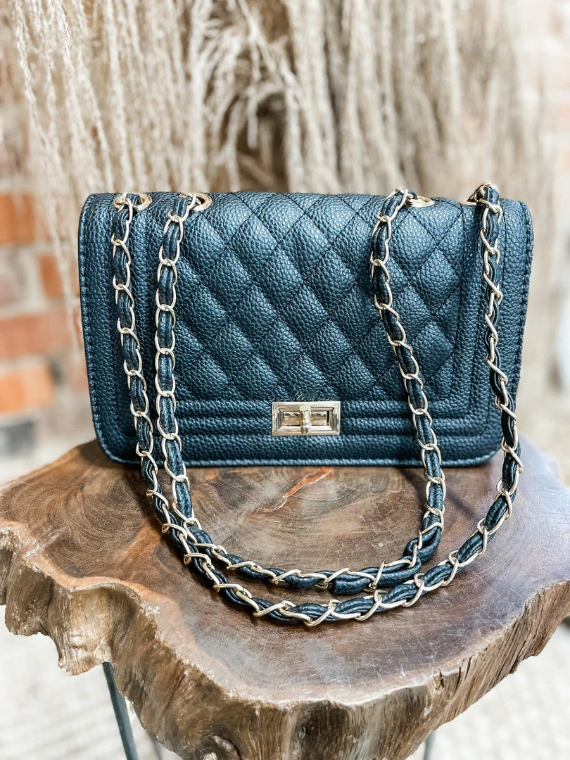 Texas Bling Nina Faux Leather Crossbody- Black Bags 1 Texas Bling Nina Faux Leather Crossbody- Black Bags