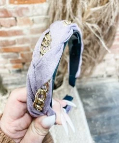 Texas Bling Hair Accessories Heidi Gold Chain Headband- Lavender