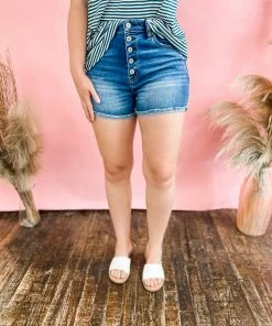 Kancan Denim Everly High Rise Cuffed Shorts