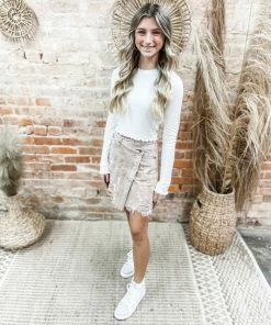 Easel Denim Perla Asymmetrical Waist Painted Distressed Skirt