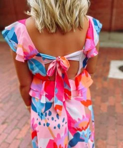 Cezele Dresses Payton Bold Floral Ruffle Maxi Dress