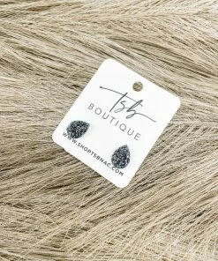 Texas Bling Jewelry Druzy Teardrop Stud Earrings- GunmetalDruzy Teardrop Stud Earrings- Gold