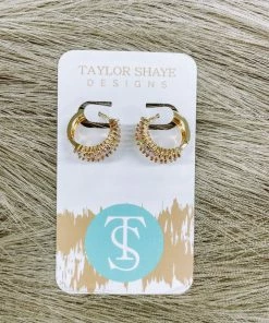 Texas Bling Crystal Baguette Huggies Earrings- Pastel