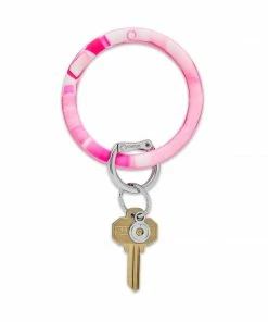 Texas Bling Ticked Pink Marble Collection Key Ring