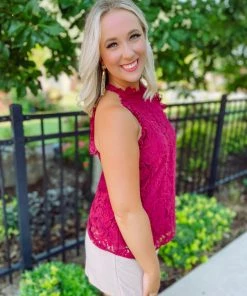 Ee:some Harper Floral Lace Tank Top- Wine Tops 9 Ee:some Harper Floral Lace Tank Top- Wine Tops