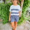 Cotton Bleu Annie Color Blocked Shorts Set- Navy Sets