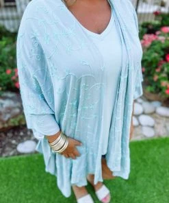 Kori Hayden Crinkled Embroidered Cardigan