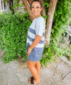Cotton Bleu Annie Color Blocked Shorts Set- Navy Sets 9 Cotton Bleu Annie Color Blocked Shorts Set- Navy Sets