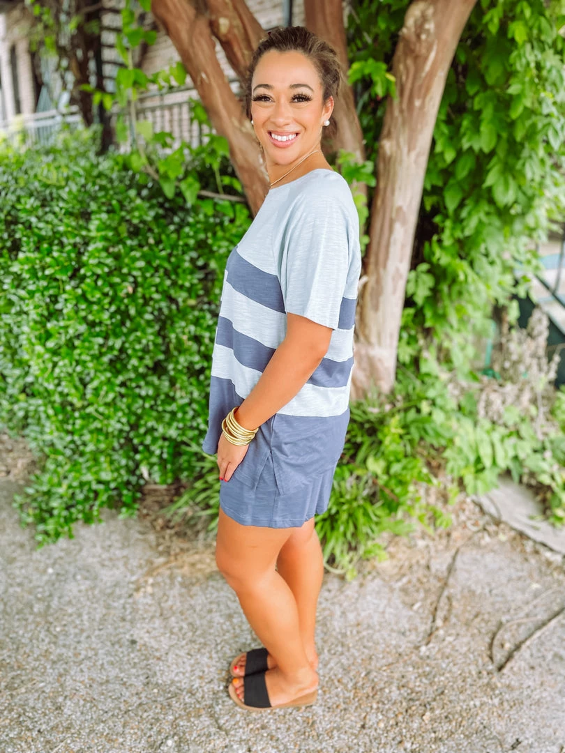 Cotton Bleu Annie Color Blocked Shorts Set- Navy Sets 4 Cotton Bleu Annie Color Blocked Shorts Set- Navy Sets