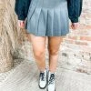 Love Tree Patsy Pleated Skirt- Grey Bottoms