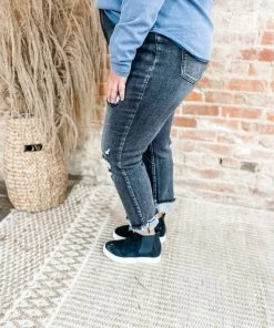 Risen Lellan High Rise Distressed Straight Leg Jeans- Washed Black 6 Risen Lellan High Rise Distressed Straight Leg Jeans- Washed Black