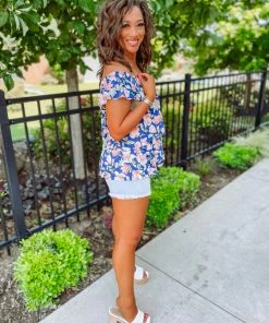 Ces Femme Hallie Bold Floral Tiered Tank- Cobalt 11 Ces Femme Hallie Bold Floral Tiered Tank- Cobalt