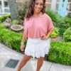 Easel Laramie Short Sleeve Oversized Tunic- Dusty Rose Tops