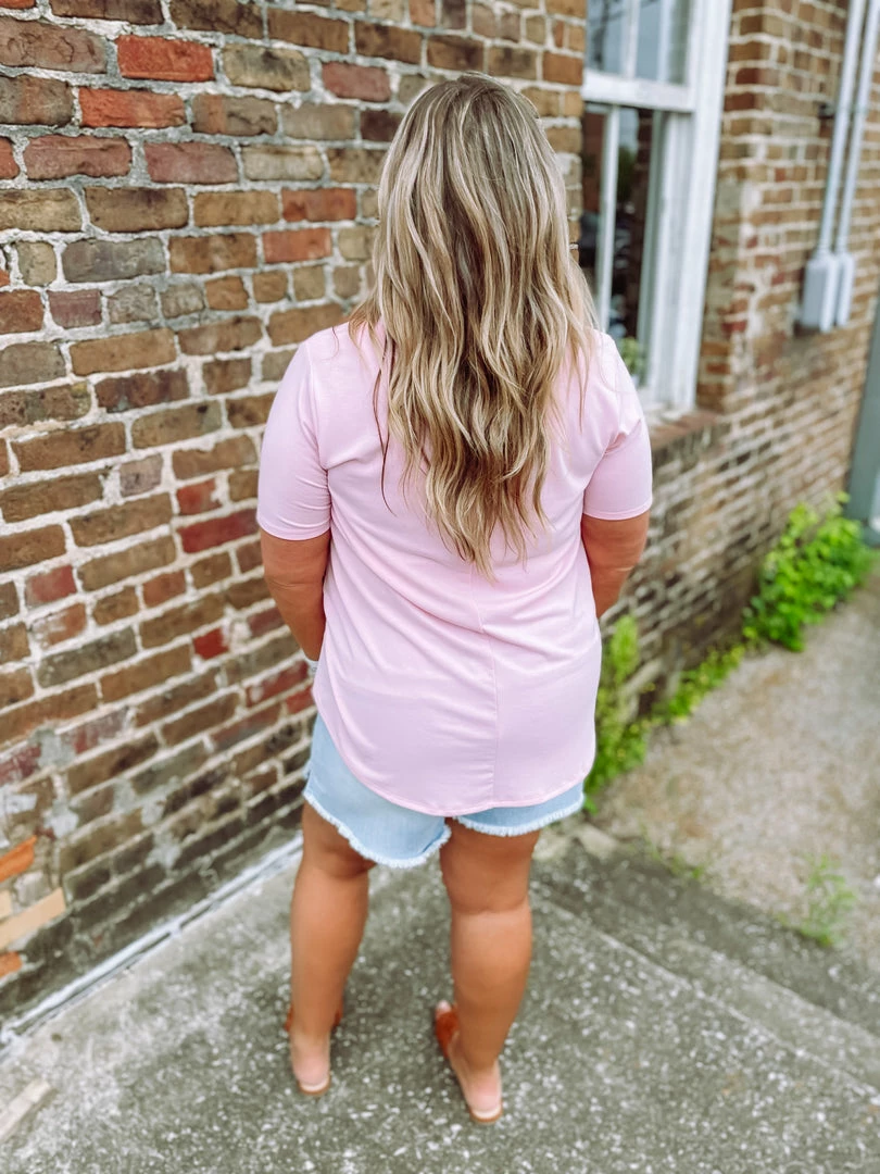 Zenana Premium Plus Jana Flowy V Neck Round Hem Top- Dusty Pink 5 Zenana Premium Plus Jana Flowy V Neck Round Hem Top- Dusty Pink