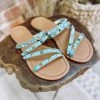 Miami Shoe Wholesale Shoes Claire Pyramid Stud Sandal- Turquoise