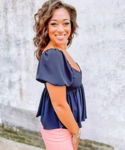 Entro Baylee V Neck Wire Puff Sleeve Top- Black 6 Entro Baylee V Neck Wire Puff Sleeve Top- Black