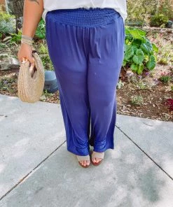 Lette (ee:some) Sophie Smocked Waist Pants- Navy