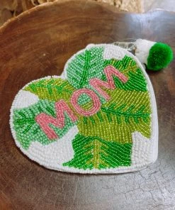 Texas Bling Palm Leaf Mom Beaded Pouch Bags