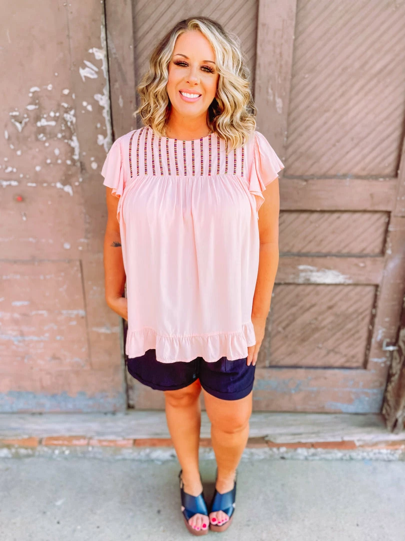 Hailey & Co Plus Jaylee Embroidered Thread Mixed Yoke Top 3 Hailey & Co Plus Jaylee Embroidered Thread Mixed Yoke Top