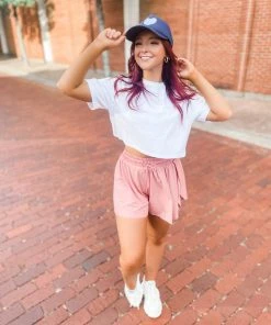 Love Tree Bottoms Blanca Two In One Drawstring Shorts- Rose