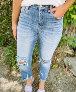 Risen Melissa High Rise Distressed Straight Jeans