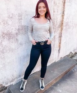 Peach Love Layla Marbled Scoop Neck Bodysuit Tops