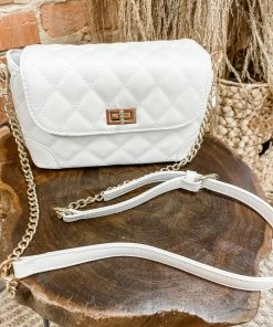 Texas Bling Jade Leather Rectangle Diamond Bag- Ivory