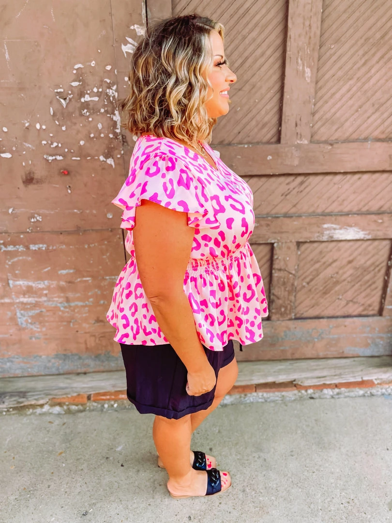 Hailey & Co Sandra Cheetah Smocked Waist Top 4 Hailey & Co Sandra Cheetah Smocked Waist Top