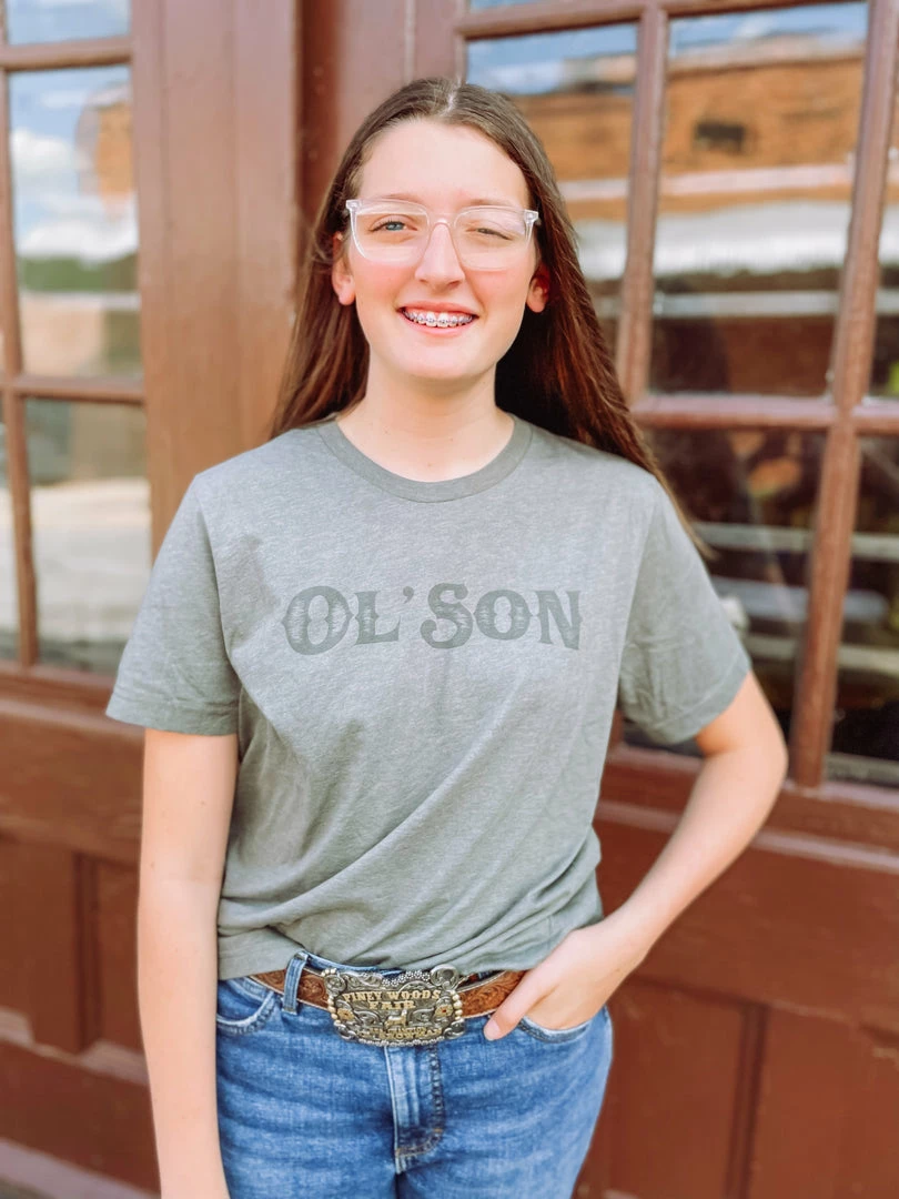 ECO- FRIENDLY WHITE INK ON MILITARY GREEN Ol' Son- Military Green Graphic Tees 1 ECO- FRIENDLY WHITE INK ON MILITARY GREEN Ol' Son- Military Green Graphic Tees