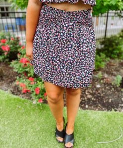 Entro Carolyn Multi Cheetah Smocked Mini Skirt Bottoms